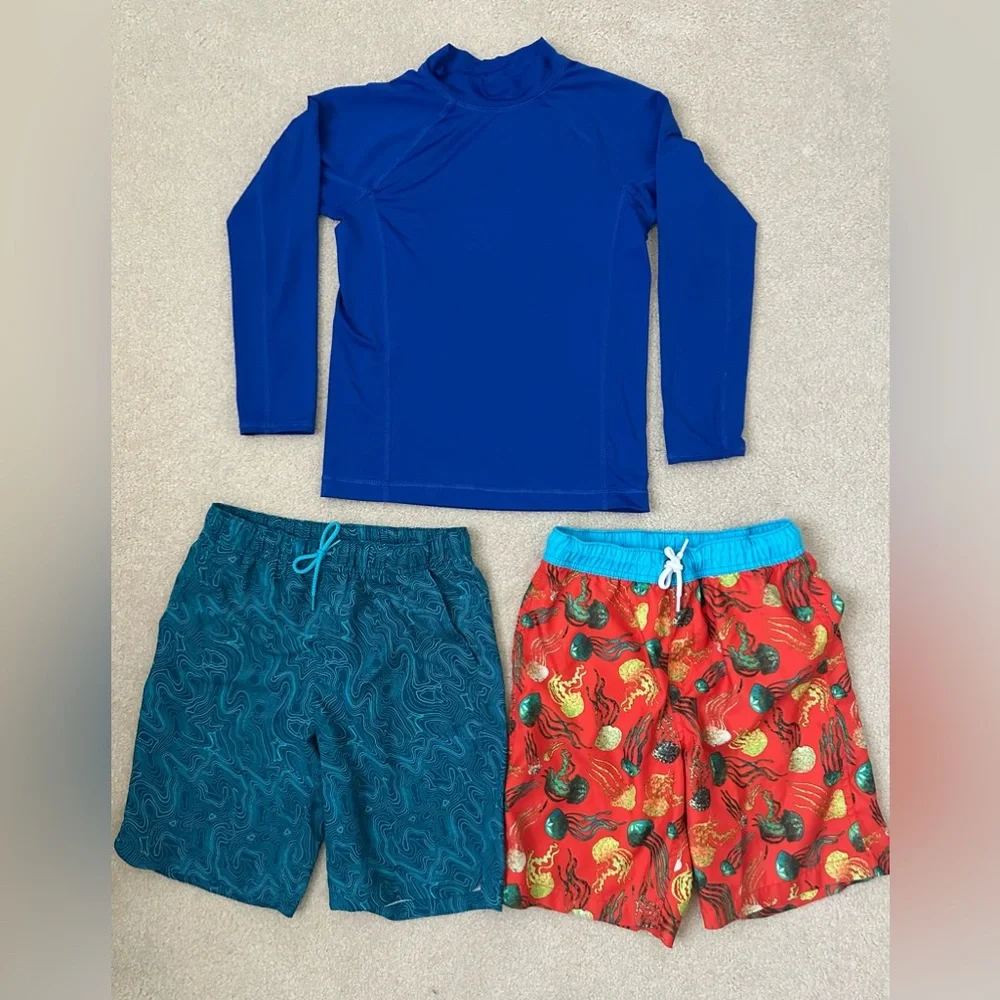Bundle, Rash Guard, & 2 Swim Trunks  Great Condition